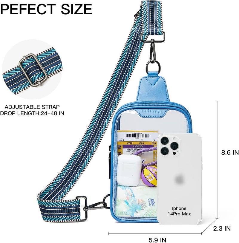 LATMAP DOUBLE ZIP Clear bags Stadium Approved Crossbody Sling Bag Fanny Pack Purses for Women Men Belt bag for Stadium Events - Image 4